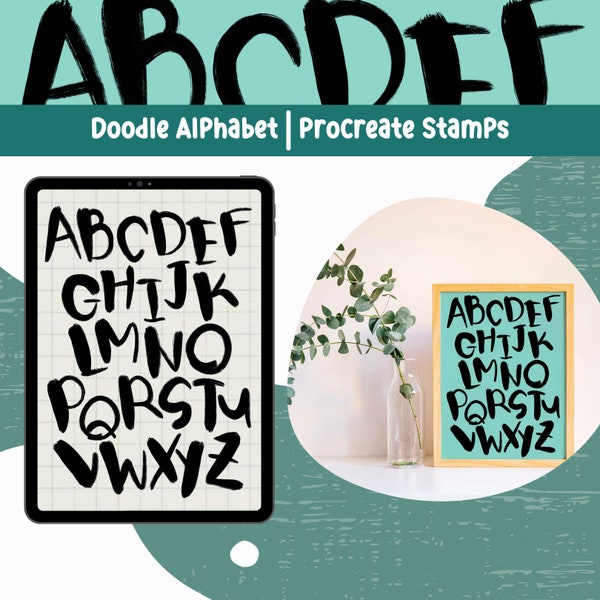 Procreate Stempel Monogramm Procreate Pinsel Handgeschriebener Alphabet Stempel Pinsel für Procreate Alphabet Clipart Hand Draw Letter