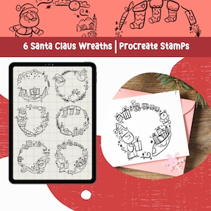 Procreate Stamp Christmas Wreath Procreate Brushes Santa Claus Christmas Procreate Bundle Stamp Procreate Christmas Craft Teacher Material