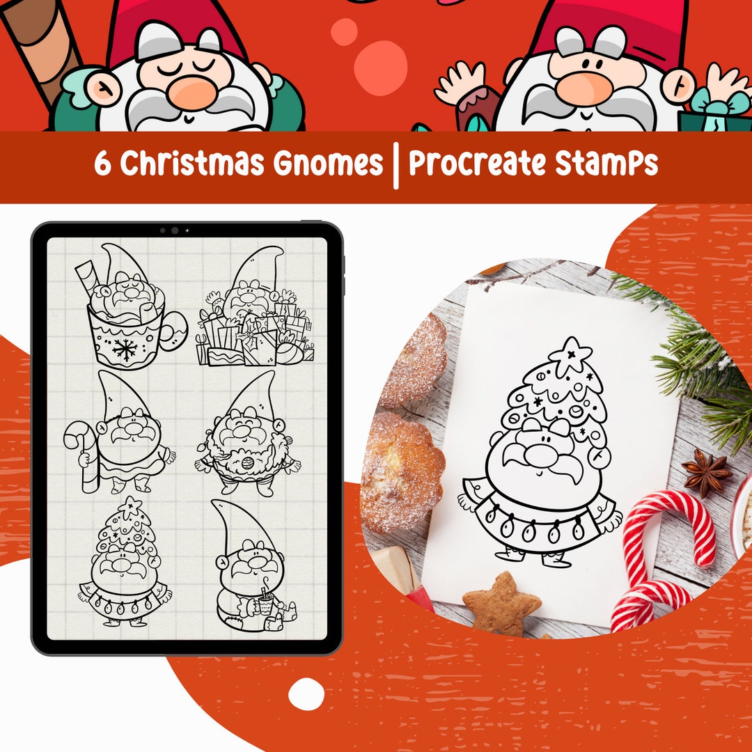 Gnomes Procreate Brushes Gnome Christmas Procreate Stamp Cute Gnome ...