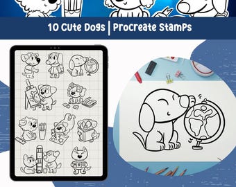 Cute Dogs Procreate Set Procreate Brush School Dog Clipart Dog Stamps for Procreate Classroom Dog Art Brush Procreate Tools School Clipart