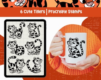 Tiger Procreate Stamp Set Animal Tiger Clipart Procreate Brushes Cute Tiger Stamp for Procreate Cute Jungle Animal Cute Tiger Clipart Safari