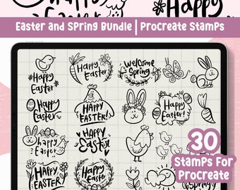 Easter Procreate Stamps: Spring Animal Clipart Bundle (30 Brushes)
