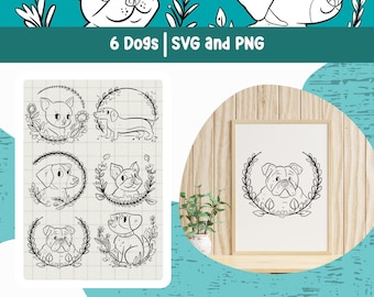Dog Breed Line Drawing SVG Bundle, Pet Portrait Clipart (Digital Download)