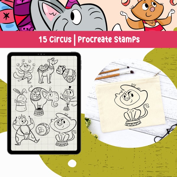 Procreate Brushes Circus Bundle Circus Clipart Circus Nursery Procreate Stamp Brush for Procreate Animal Procreate Cute Animal