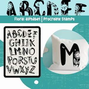 Procreate Stamp Letter Procreate Brushes Pincel de sello de alfabeto escrito a mano para Procreate Alphabet Stamp Procreate Doodle