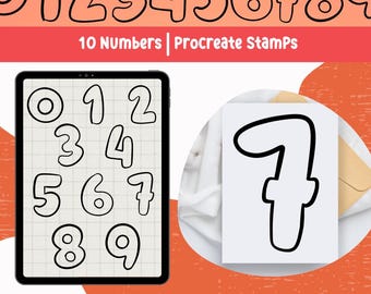 Procreate Stamp Cute Number Clipart Brush for Procreate Math Set Handwritten Number Stamp School Clipart Hand Draw Number Teacher Procreate