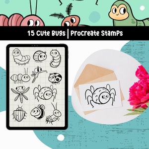 Procreate Stamp Insect Procreate Brushes Cute Bug Bee Procreate Brush Bumble Bee Clipar Ladybug Brush for Procreate Cute Insect