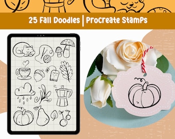 Autumn Procreate Doodle Brushes: Fall Stamp Set (25 Brushset) (Digital Download)