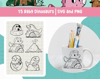 Bebé dinosaurio svg dinosaurio clipart lindo dinosaurio corte láser niña dinosaurio vivero decoración pequeño dinosaurio niños artesanía silueta de dinosaurio
