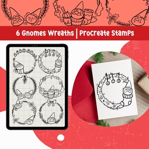 Procreate Stamp Christmas Procreate Wreath Procreate Brushes Cute Gnome Christmas Teacher Activities for Kid Homeschool Printable Pre School