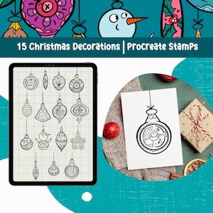 Weihnachtsdekoration Procreate Stempel Procreate Pinsel Weihnachten Gekritzel Stempel Xmas Clipart Festliche Clipart DIY-Projekt für Kinder Lehrer
