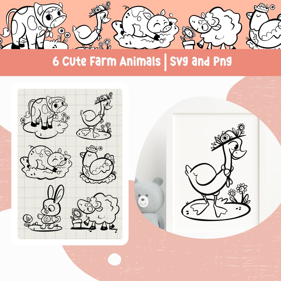 Farm Svg Country Farm Animal Svg Farm Clipart Cute Animal Png Farm Cow ...