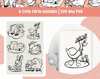 Farm Svg Country Farm Animal Svg Farm Clipart Cute Animal Png Farm Cow Clipart Cutting Board Svg Farmhouse Vector Animal SVG Graphic