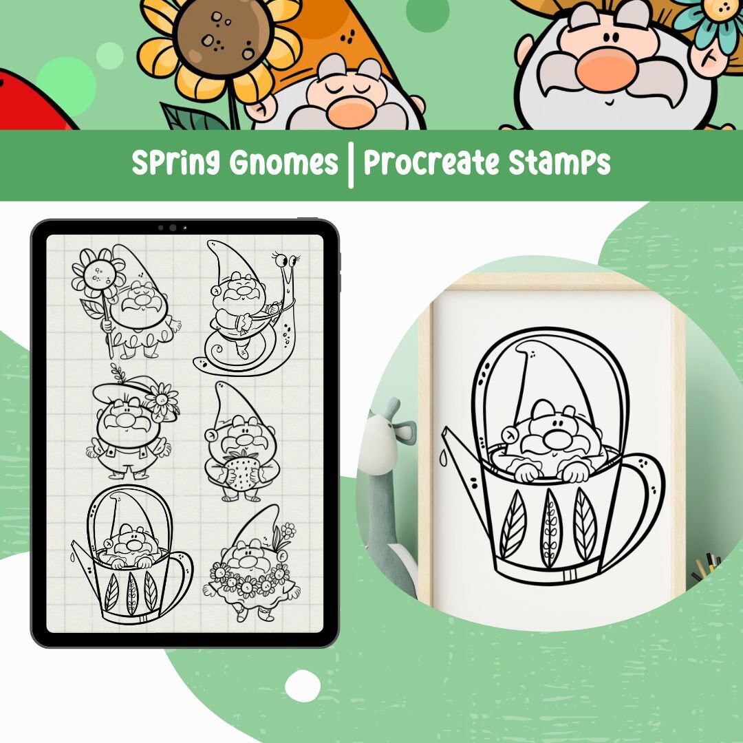 Gnomes Procreate Brushes Spring Gnome Procreate Stamp Gnome Clipart ...