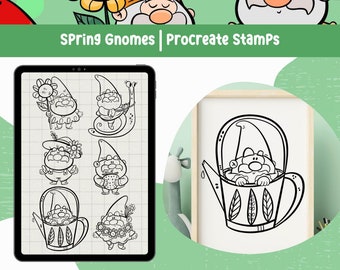 Gnomes Procreate Brushes Spring Gnome Procreate Stamp Gnome Clipart Spring Season Clipart Cute Digital Stamp Cute Dwarves Procreate Tool