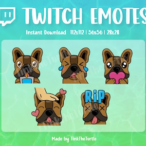 Pakiet emotikonów - Brązowy buldog francuski (Frenchie) dla streamerów - PAKIET 2 - Twitch, Discord, YouTube
