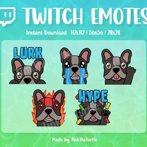 Pakiet emotikonów - Czarny/Szary/Szary Buldog Francuski (Frenchie) dla streamerów - Twitch, Discord, YouTube