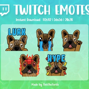 Pakiet emotikonów - Brązowy Buldog Francuski (Frenchie) dla streamerów - PAKIET 1 - Twitch, Discord, YouTube