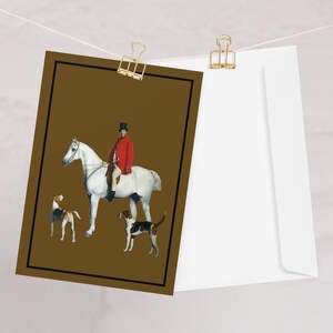 English Hunt-wenskaart - vintage geïnspireerd - paardensportverjaardagskaart - kaart voor hem - speciale kaart - gelegenheidskaart - paard en hond - rood en bruin