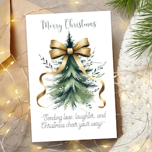 Cartão de Natal coquete Arco, Árvore, Cartões de Natal Ilustrados, Cartão de Natal da Moda
