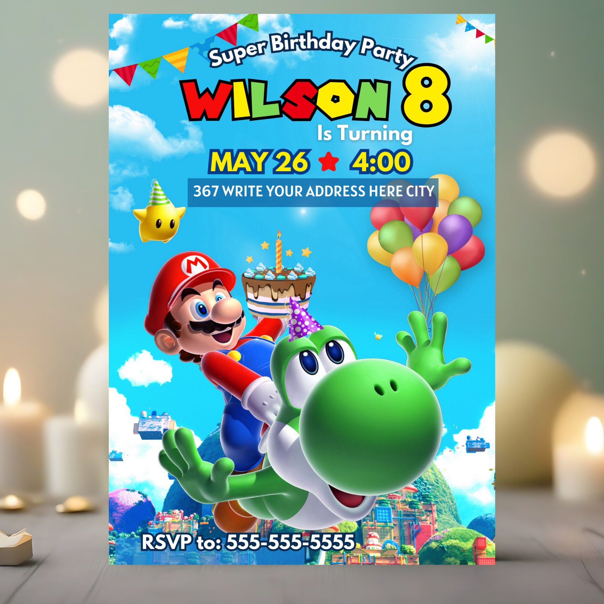 Super Mario Birthday Invitation Birthday Invitation Super Mario ...