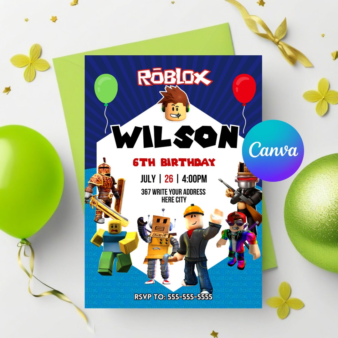 Roblox Invitation, Roblox Birthday Party,game Party, Boys Birthday ...