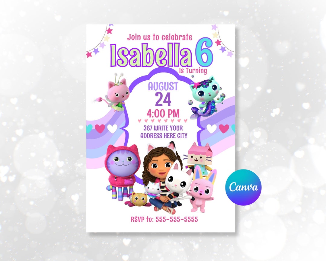 Gabbys Dollhouse Invitation Editable Invitation Template Dollhouse Gabbys Dollhouse Invitation Editable Invitation Template Dollhouse