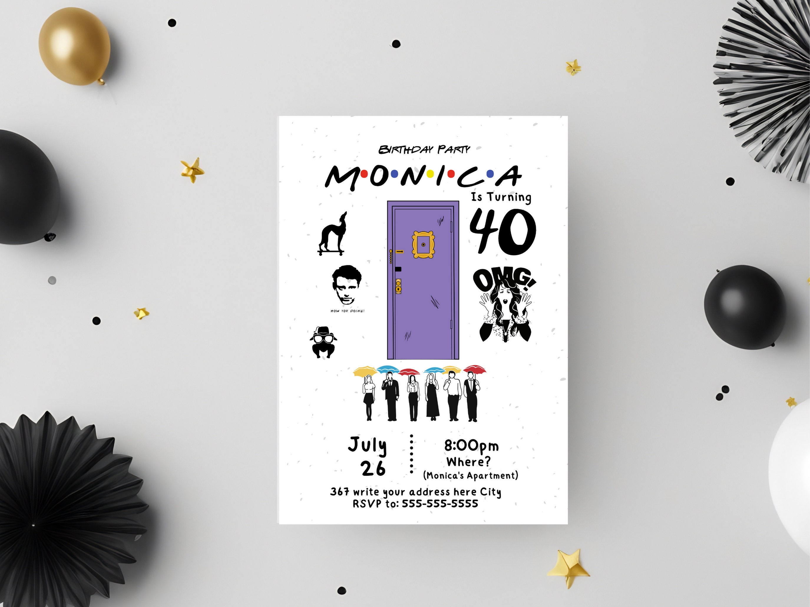 Editable Friends Invitation Template, Printable Birthday Party Invitations, Digital Adults Party ... Editable Friends Invitation Template, Printable Birthday Party Invitations, Digital Adults Party ...