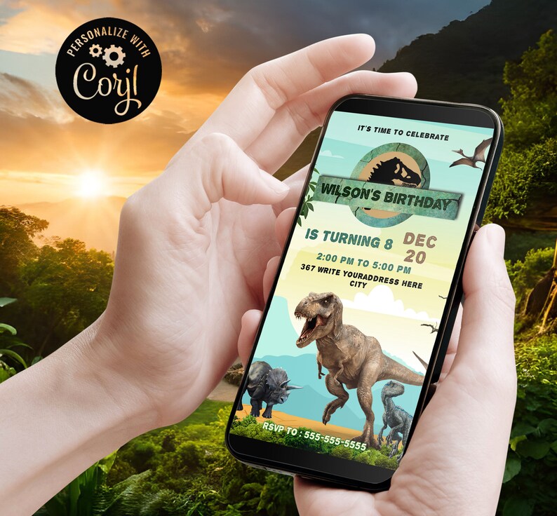 Jurassic World Birthday Invitation Template Dino T Rex Etsy