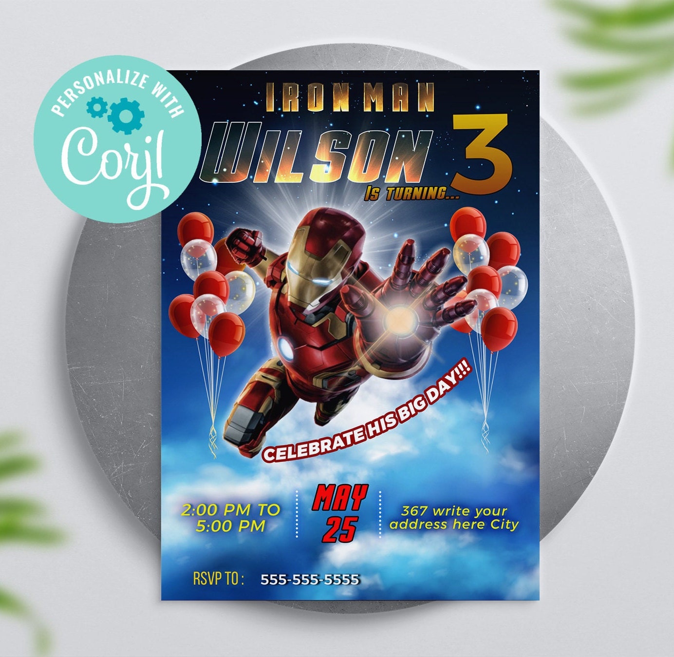 Birthday Party IRONMAN Digital Invitation Editable Avengers - Etsy
