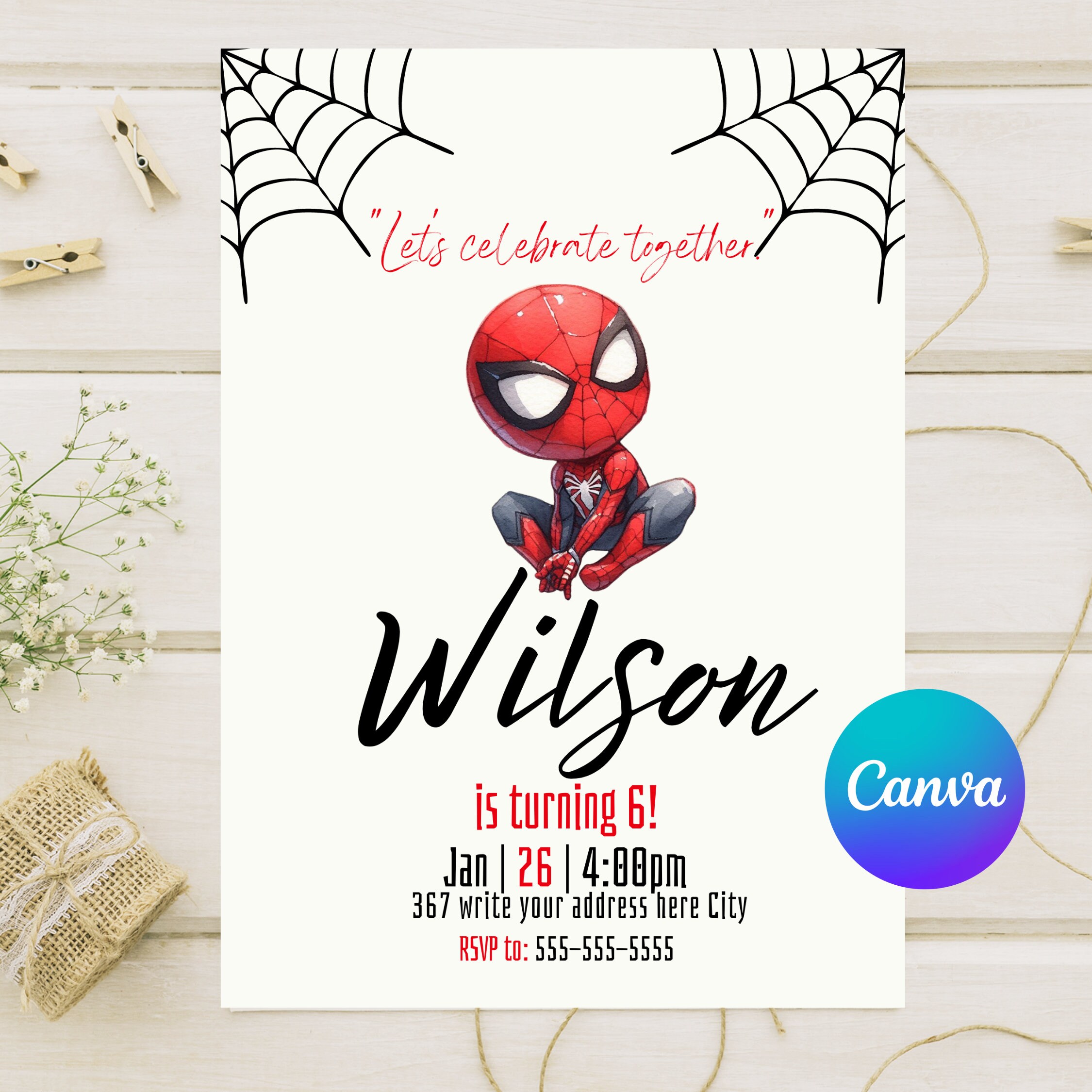 Super Hero Birthday Invitation, Printable Super Hero Invitation, Kids ...