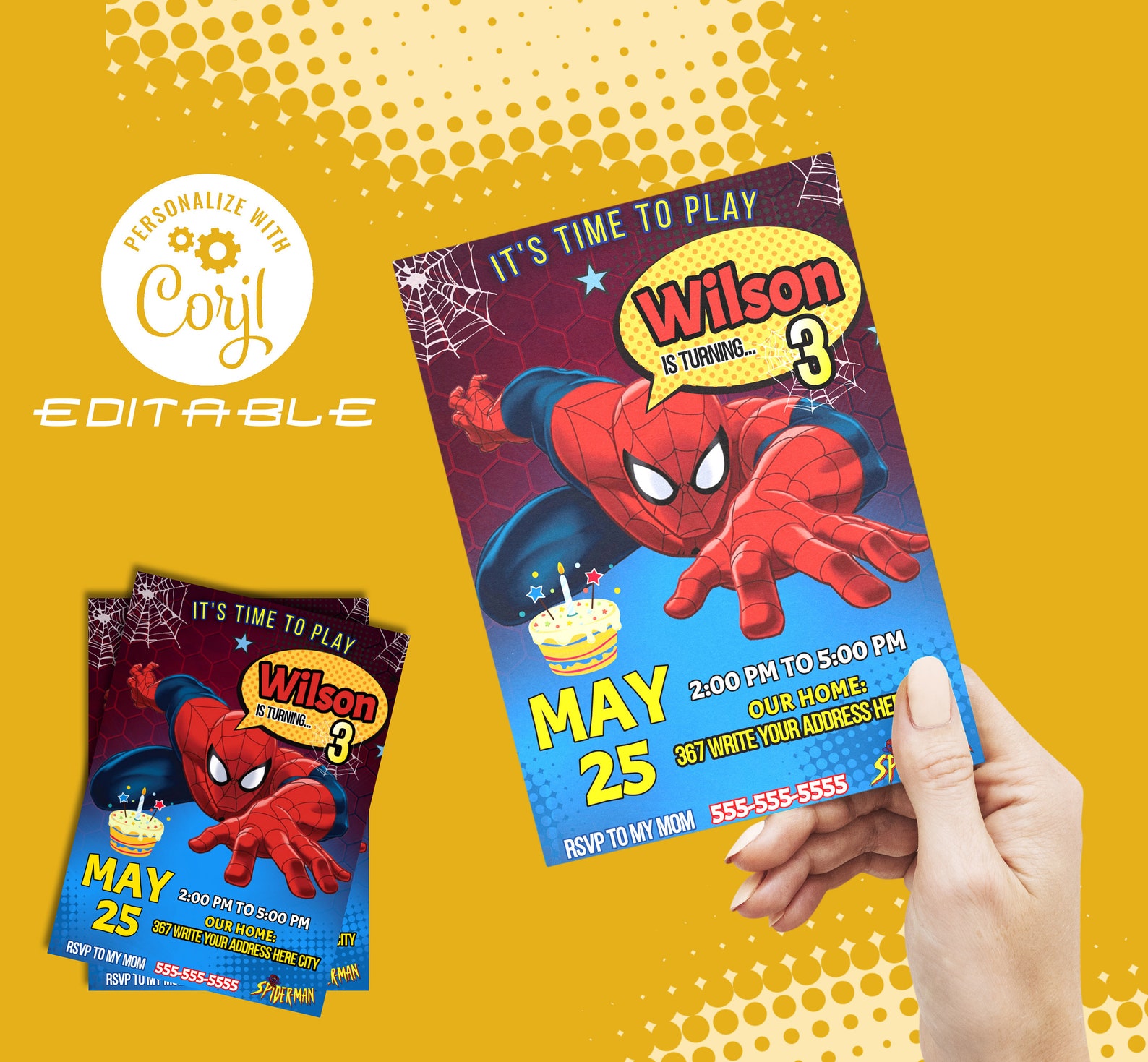 SPIDERMAN BIRTHDAY INVITATION Invitation Digital Editable Etsy