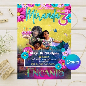 Birthday ENCANTO digital invitation editable, casa madrigal, INVITE ENCANTO, Bruno encanto birthay, canva template