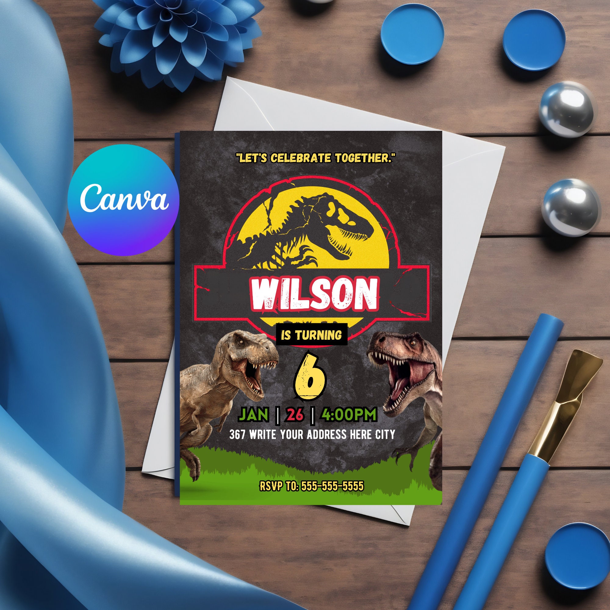 Jurassic Park Birthday Invitation Template, Jurassic Park Invite Invite ...