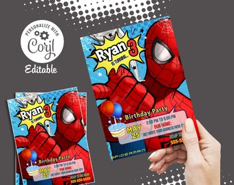 SPIDERMAN Spiderman Party Spiderman Birthday Invitation - Etsy Australia