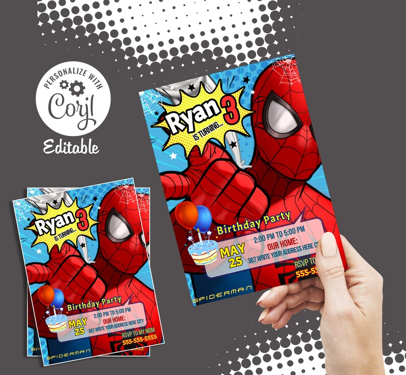 SPIDERMAN Spiderman Party Spiderman Birthday Invitation Spiderman Invite Spiderman Birthday Invitations canva