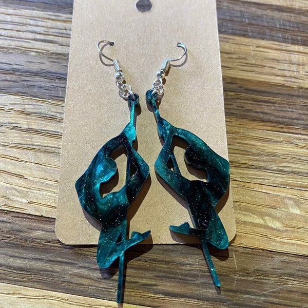 Pole Dancer #6 Emerald Starry Sky Laser Cut Acrylic Earrings