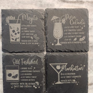 Cocktailrezept schwarze Schieferuntersetzer