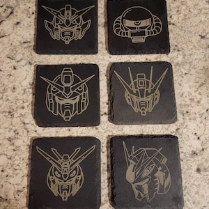 Gundam Laser Engraved Slate Coasters