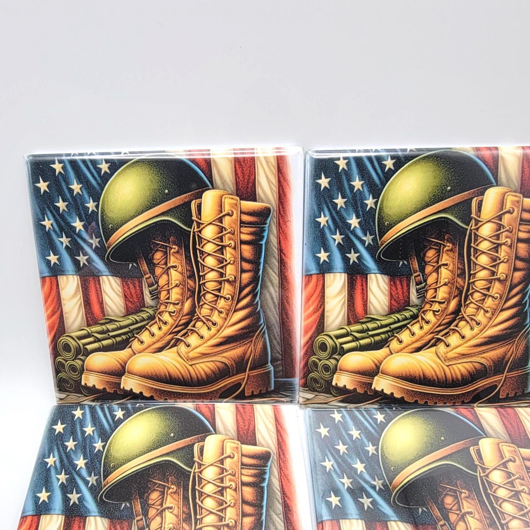 Veterans Army Gear Flag Magnets, Set of 6, 2.5 X 2.5 Square Magnets ...