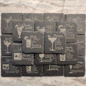 Cocktail Recipe Slate Coasters Mix and Match