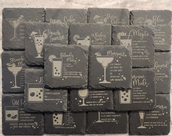 Cocktail Recipe Slate Coasters Mix and Match