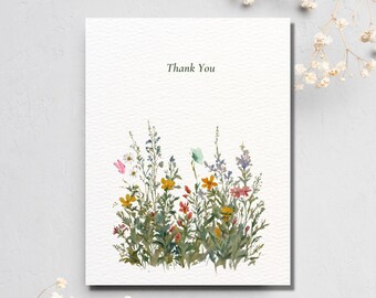 thank you card, thank you cards, thank you card set, floral thank you card, botanical thank you cards watercolor card, handmade card, blank