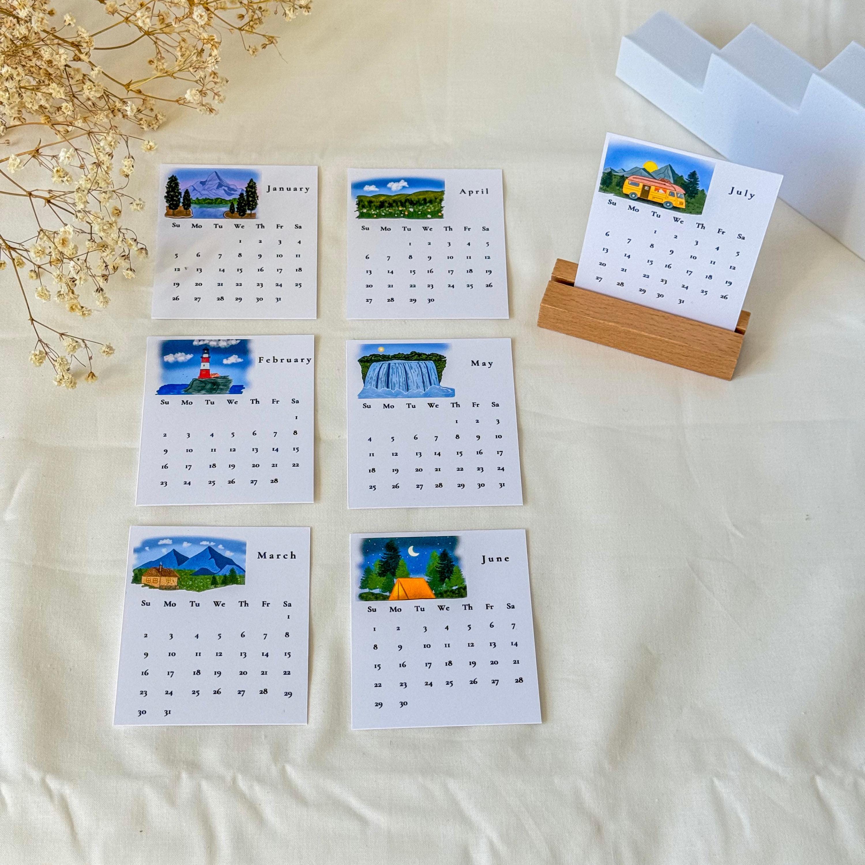 2025 Mini Desk Calendar, Mini Landscape Desk Calendar for Nature Lovers ...