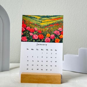 Bloemenbureaukalender, esthetische bloemenbureaukalender 2025, maandkalender, kalender voor bloemenliefhebbers, nieuwjaarscadeau, kerstcadeaus