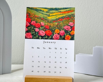 2026 Floral desk calendar, flower aesthetic desk calendar, monthly calendar, calendar for flower lovers, new year gift, christmas gifts