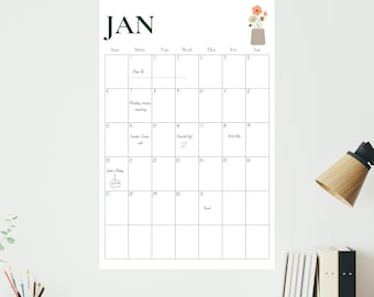 Gebloemde wandkalenderplanner: eeuwigdurende kalender zonder datum