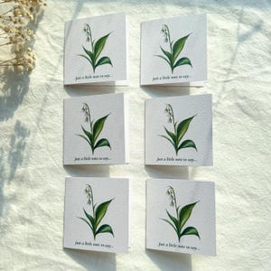 6 mini floral cards set, Lily of the valley mini handmade greeting cards set, Small cards with envelopes, Mini thank you cards set