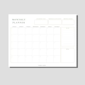 Monthly planner notepad, minimalist undated monthly planner desk notepad, desk notepad, simple planner, monthly goal, to do list