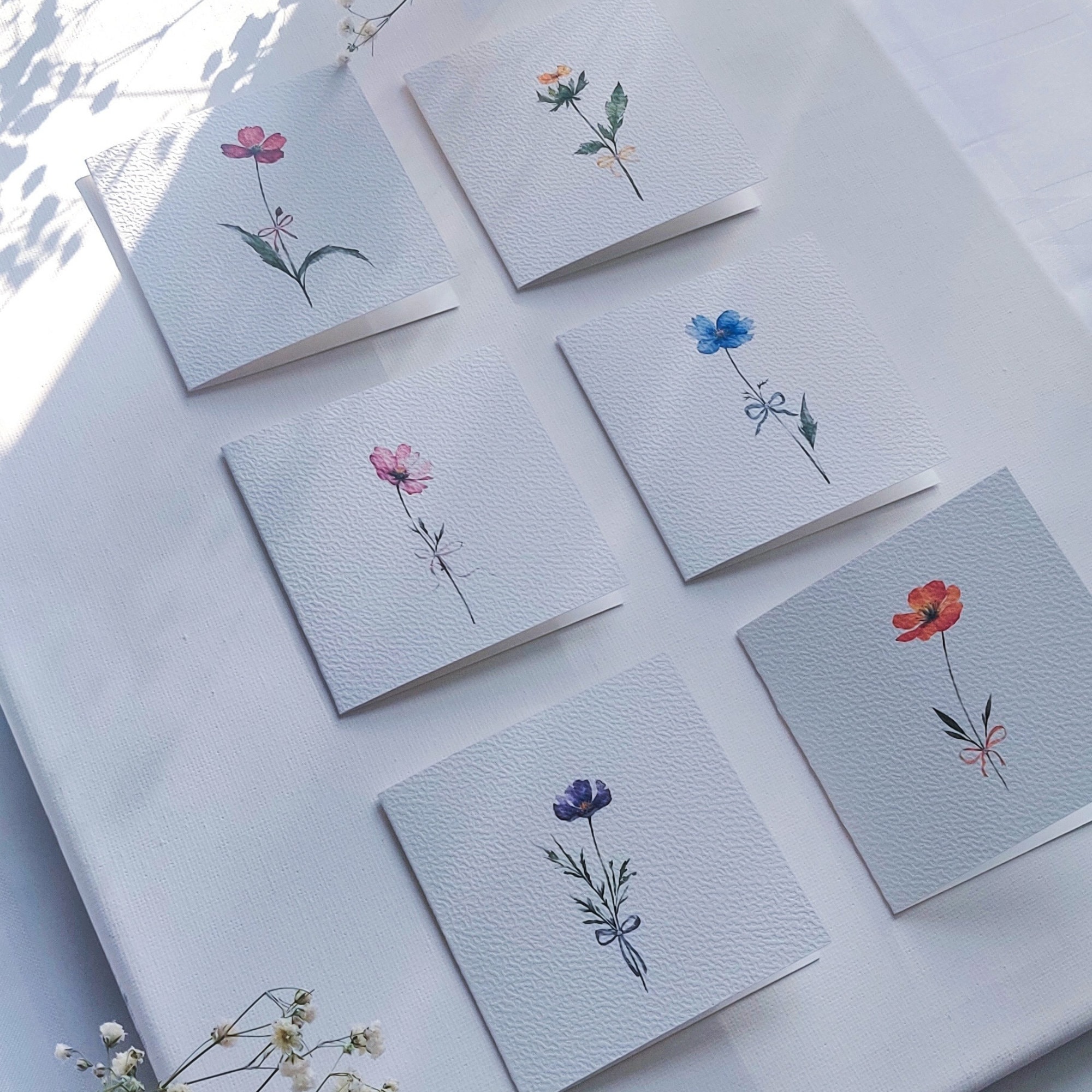 6 Watercolor Floral Mini Card Set, Note Card Set, Mini Thank You Card ...
